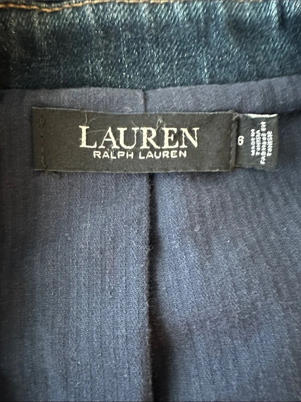 Lauren Ralph Lauren Denim Blazer Lace Appliqué Jacket Women’s 6 - Picture 2 of 3
